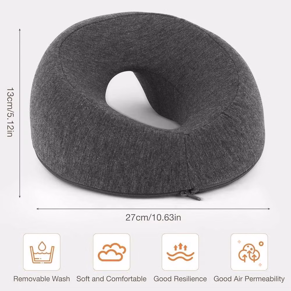 Havendro Grey Memory Foam Contoured Cradle Face Down Pillow and Neck Rest Cushion with Removable Cover – 2