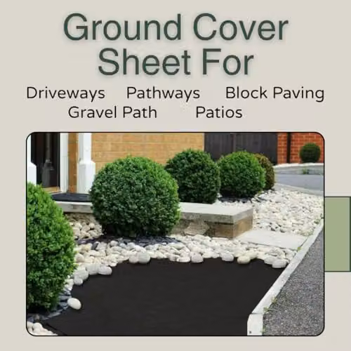 Almineez Heavy Duty Weed Control Fabric Membrane Garden Landscape Ground Cover Sheet in Black, W/D/H: 8 x 1.5 m – 7