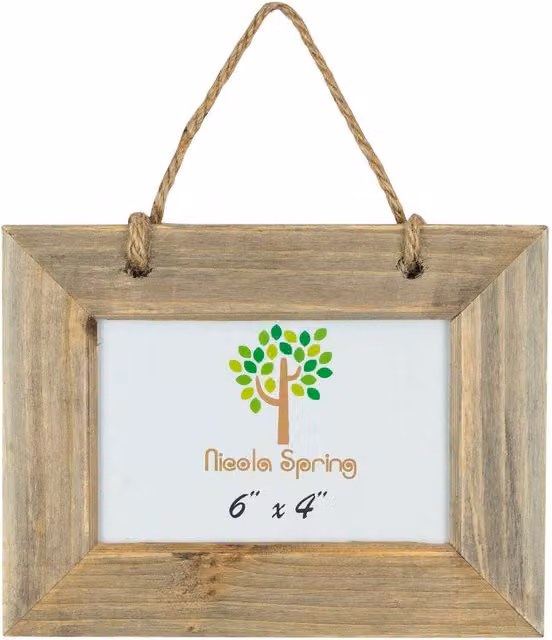 Nicola Spring Rustic Wooden Hanging Single Photo Frame, Brown, W: 10.16 cm, H: 15.24 cm