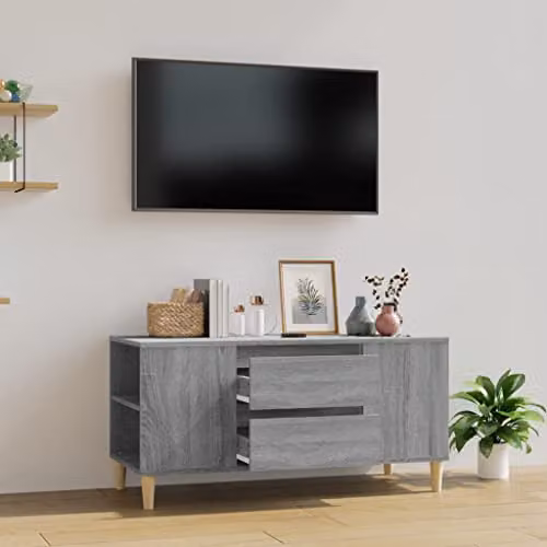 vidaXL Grey Sonoma TV Cabinet in Engineered Wood, W: 102 cm, D: 44.5 cm, H: 50 cm – 2