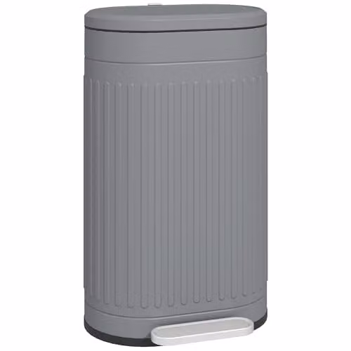 HOMCOM 30L Metal Pedal Bin with Soft-close Lid and Removable Inner Bucket, Grey, W: 31.2 cm, D: 31.2 cm, H: 30.0 cm
