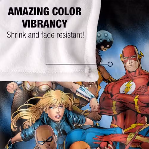 LOGOVISION Justice League Heroes Unite Super Soft Silky Touch Fleece Throw Blanket, Multicolour, W: 152.4 cm x L: 127.0 cm – 3