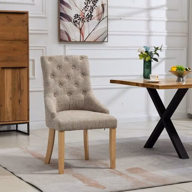 Artemis Home Ravenna Fabric Dining Chairs, Set of 2, Beige and Brown