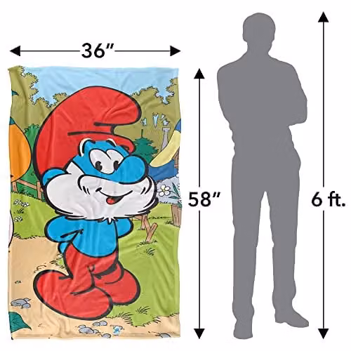 LOGOVISION Smurfs Papa Smurf Super Soft Silky Touch Fleece Blanket, Multicolour – 2