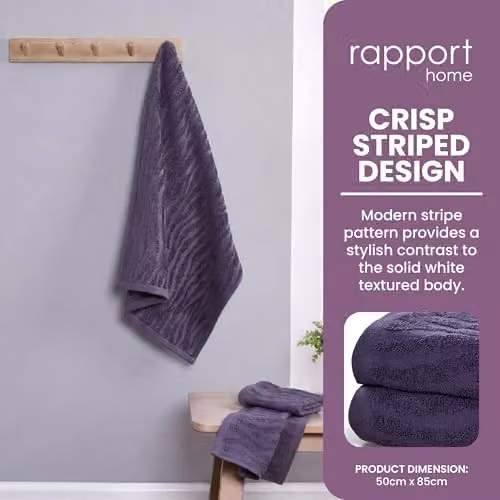 Rapport Home Safari 2-Pack Purple Cotton Hand Towels, W: 50 cm x H: 85 cm – 3