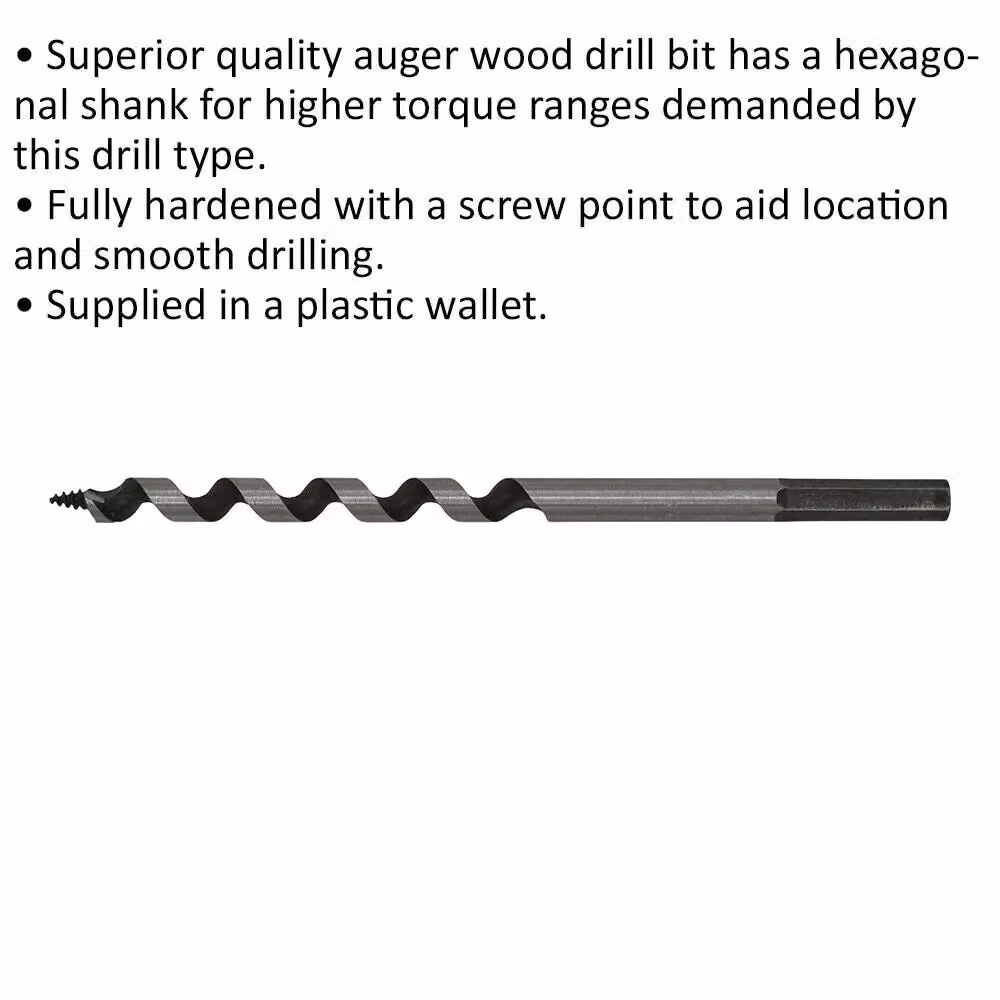 Loops Silver Hardened Auger Wood Drill Bit with Hexagonal Shank, 8 x 155 mm – 2