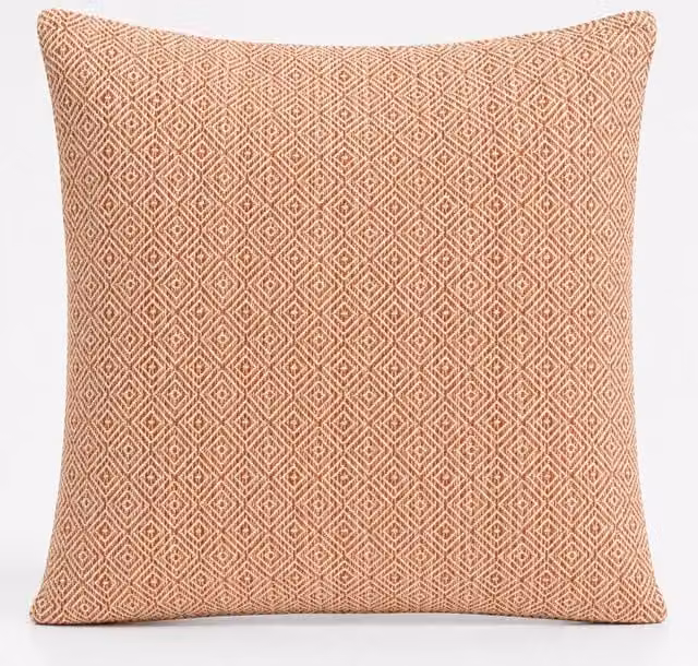 Serenityy Cotton Geometric Weave Cushion Cover in Terracotta Orange, W: 60 cm, H: 60 cm