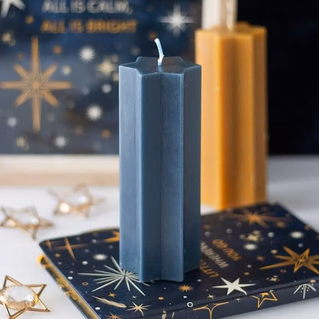 Kingsbury Gifts Star Shaped Unscented Taper Candle in Navy Blue