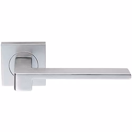 Loops Pair Flat Squared Bar Handle on Square Rose in Satin Chrome with Concealed Fixings