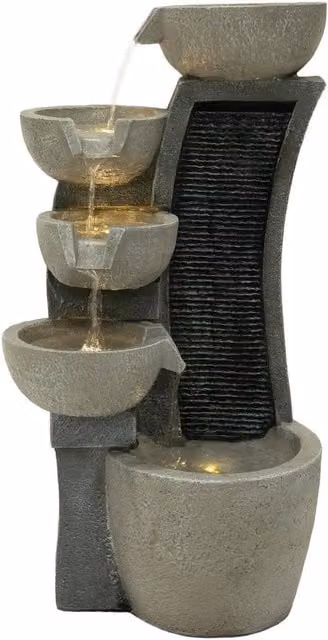 Monstershop Electric Tabletop Cascade Water Feature in Grey, W/D/H: 31 x 31 x 65 cm – 1