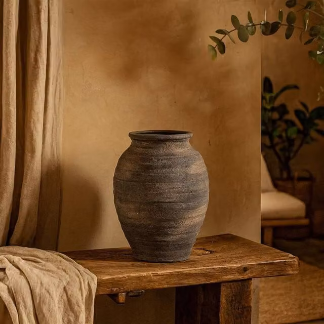 Wyld Haus Bramble Large Dark Ages Layered Ceramic Vase in Black