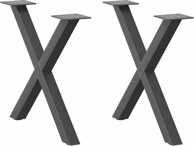 Berkfield Home X-Shaped Steel Coffee Table Legs, 2 Pieces, Anthracite Black, H: 60 cm, W: 42.5-43 cm