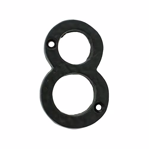 Loops Black Antique Iron Face Numeral Plaque Number 8, Height: 78 mm, Depth: 0.8 cm – 2