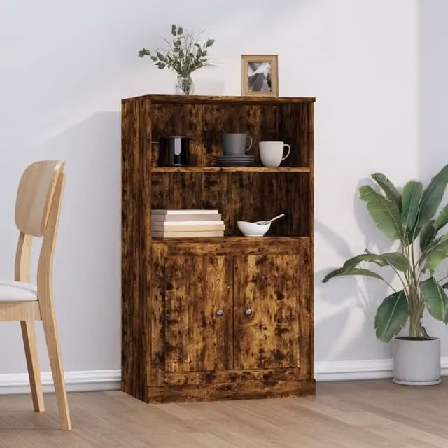 Berkfield Home Smoked Oak Highboard in Brown, W/D/H: 60 x 35.5 x 103.5 cm – 1