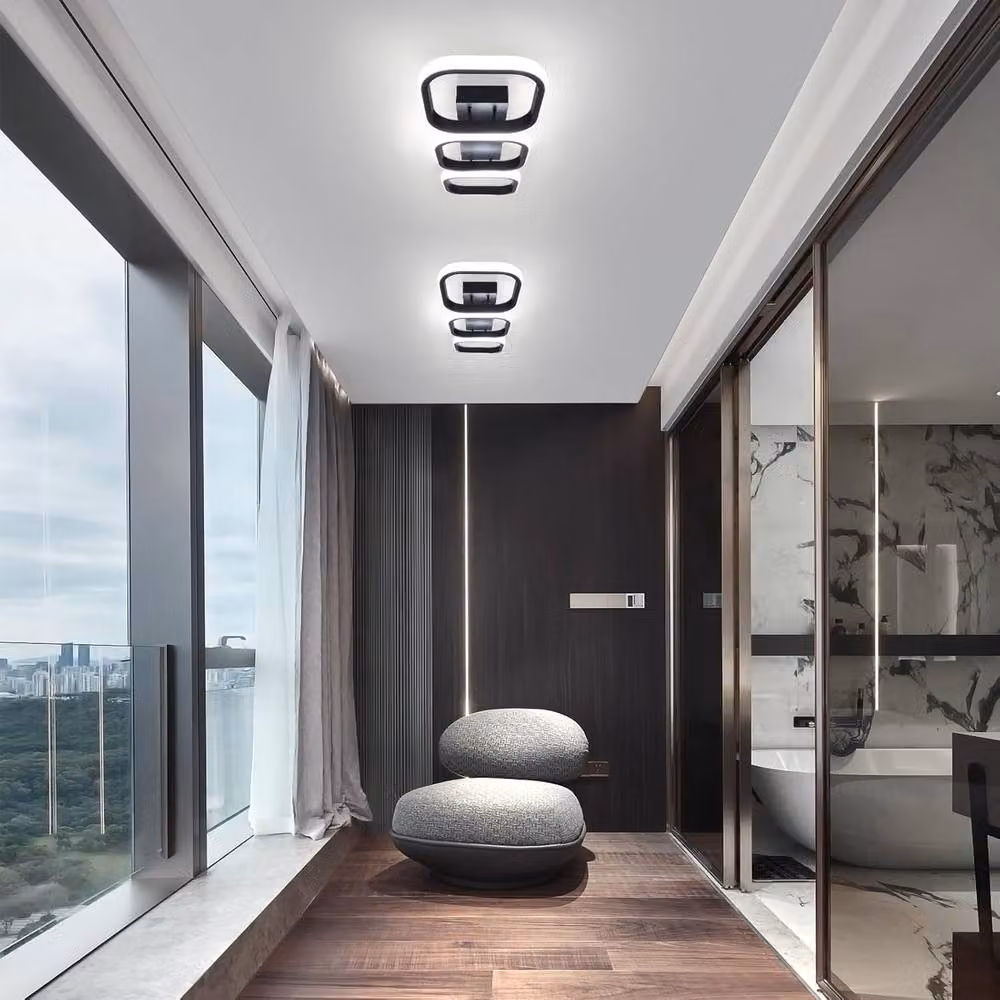 COMELY Modern Square LED Ceiling Light, Black, 32W, 6000K Cool White – 5