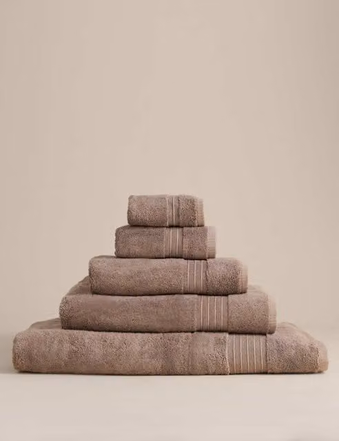 M&S Egyptian Cotton Fluffy Quick Drying Towel in Mink Brown/Beige