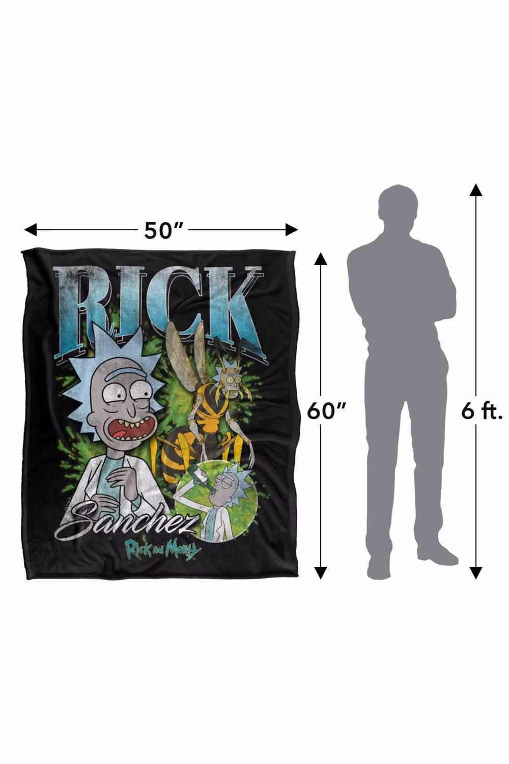 LOGOVISION Rick and Morty Rick Sanchez Homage Super Soft Fleece Throw Blanket, Multicolour, W: 152 cm, D: 127 cm – 8
