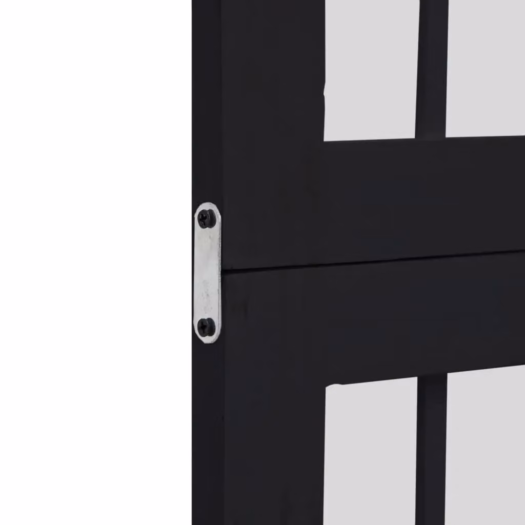 Berkfield Home 3 Panel Room Divider in Black Solid Paulownia Wood – 3