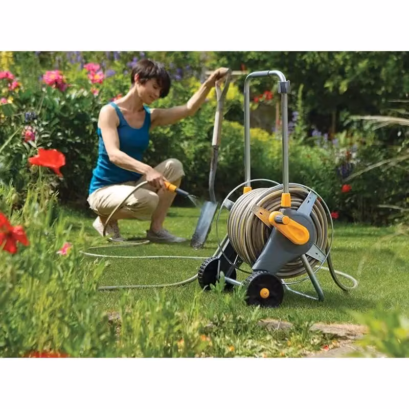 Hozelock 2436 Metal Pro Hose Cart in Grey and Multicolour with 60m Hose and 30m of 12.5mm Hose – 3