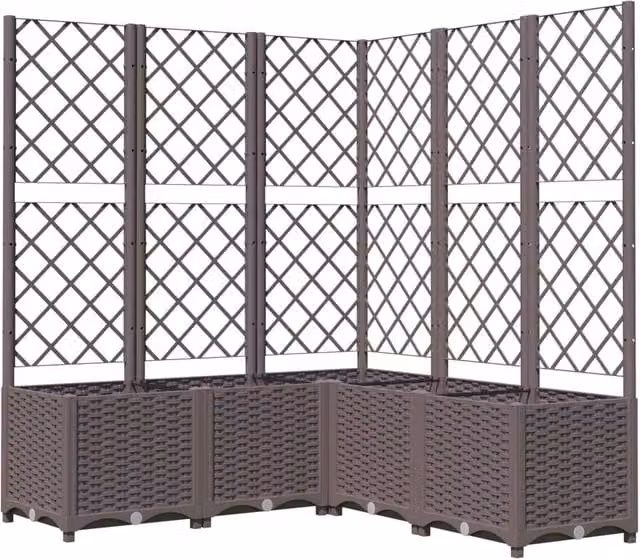 Berkfield Home Garden Planter with Trellis in Brown, W/D/H: 120 x 120 x 136 cm – 1