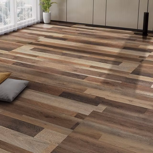 Darphe 36 Piece Wood Grain PVC Self Adhesive Flooring, Multicolour Brown