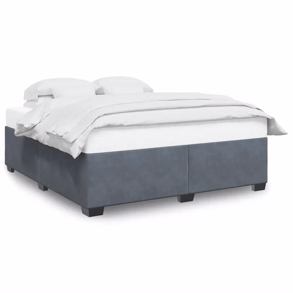 Berkfield Home Super King Upholstered Velvet Bed Frame in Dark Grey – 2