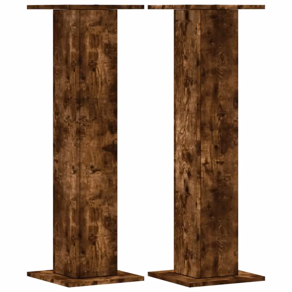 Berkfield Home Set of 2 Smoked Oak Plant Stands in Brown, W/D/H: 30 x 30 x 95 cm – 2