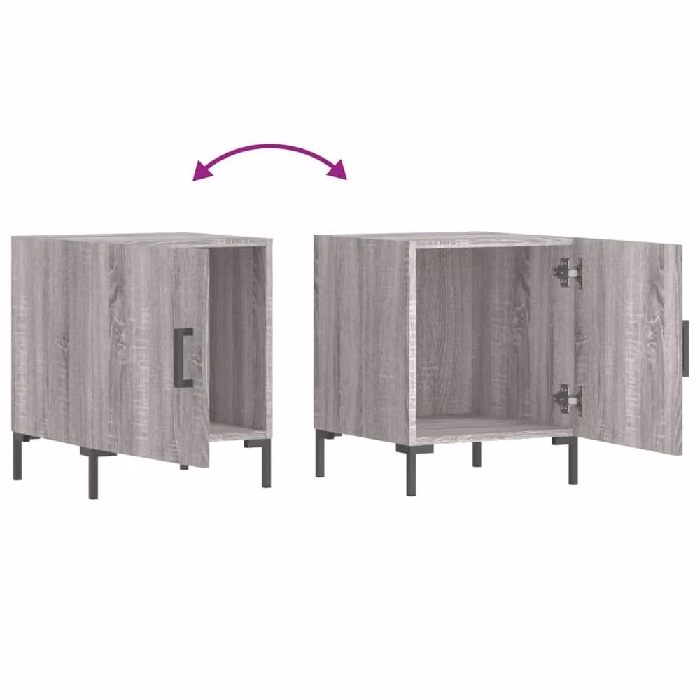 Berkfield Home Modern Bedside Cabinets, 2 Piece, Grey, W/D/H: 40 x 40 x 50 cm – 2