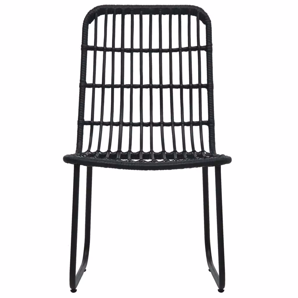 Berkfield Home 3 Piece Outdoor Dining Set in Black Poly Rattan and Glass – 2