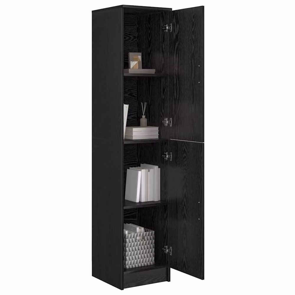 Berkfield Home Modern Black Oak Buffet Cabinet with Hinged Doors and Internal Shelves – 3