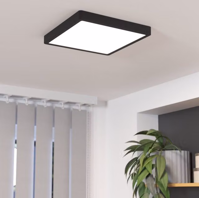 Eglo Fueva 6 Modern Ultra-Slim LED Square Ceiling Light in Black