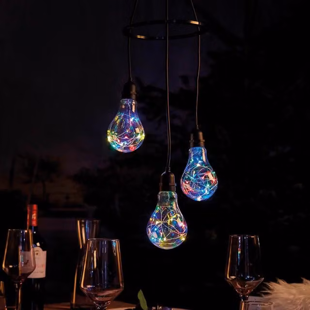 mysmartbuy Apollo 3 Drop Pendant Light, Battery Powered Multicolour LED Hanging Light in Black and Copper for Indoor and Outdoor Use – 3