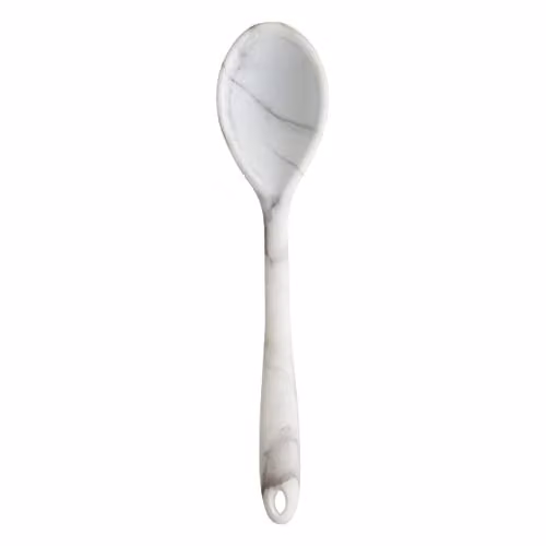 Premier Housewares Marble Effect Silicone Cooking Spoon, Heat Resistant and Non-Scratch, White and Grey, W/D/H: 6 x 2 x 27 cm