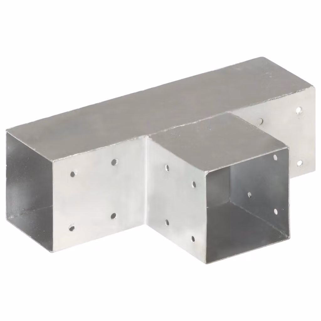 Berkfield Home T-Shape Post Connectors, 4 Pack, Galvanised Steel, Silver, 91 x 91 mm – 2