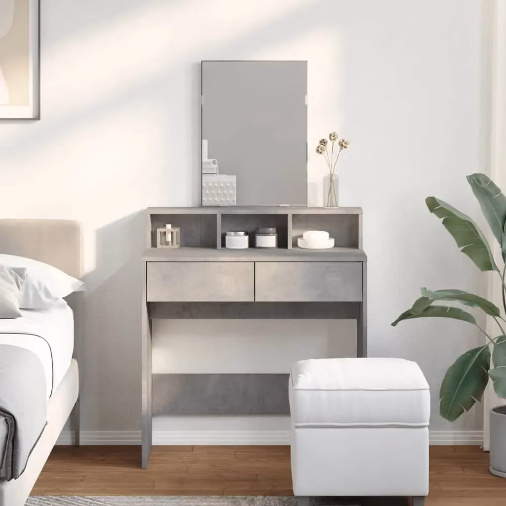 Berkfield Home Dressing Table with Mirror in Concrete Grey, W: 80 cm, D: 41 cm, H: 144.5 cm – 3