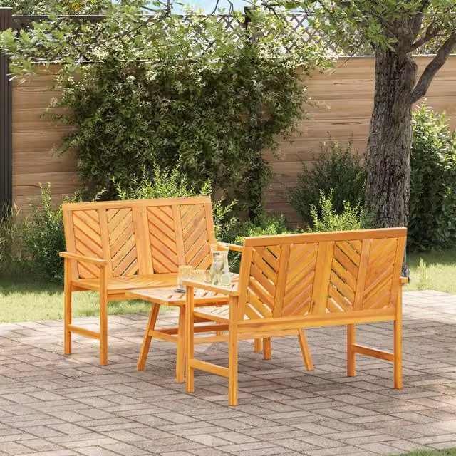 Berkfield Home 3 Piece Garden Lounge Set in Brown Solid Acacia Wood