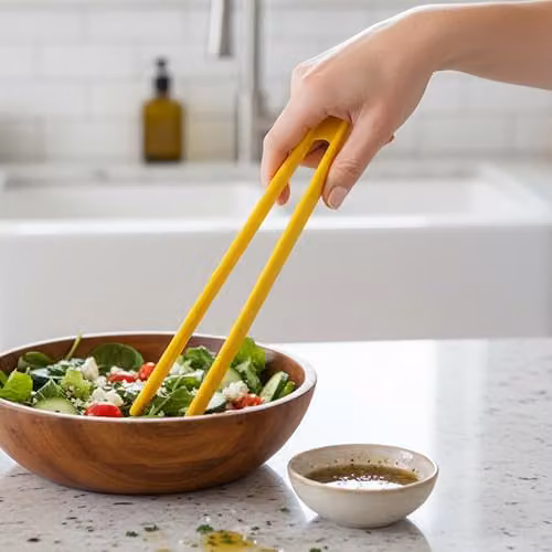 Orsina Silicone Kitchen Tongs, Heat Resistant and Non-Scratch, Yellow and Pink – 3