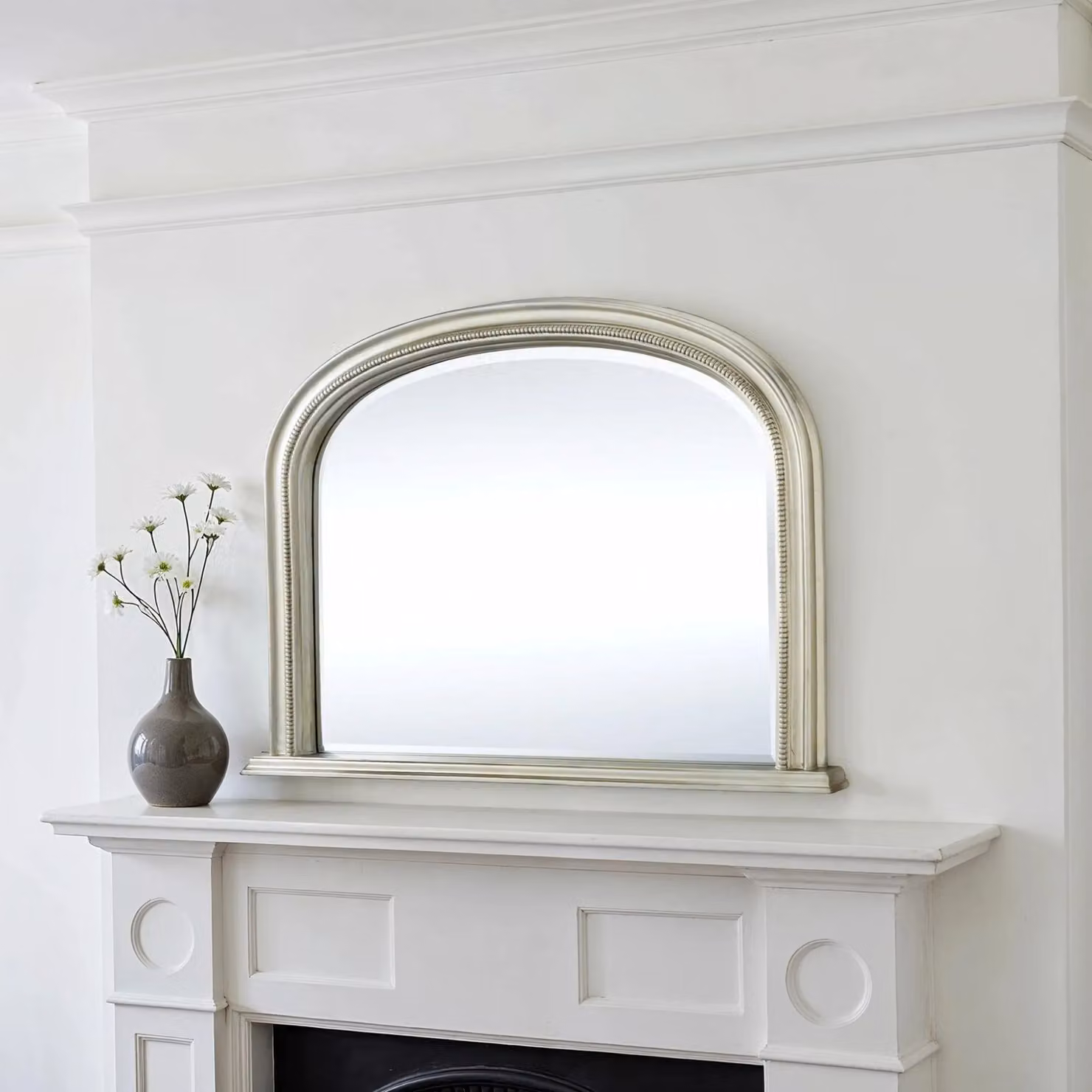 Yearn Mirrors Diana Overmantle Arched Silver Bevelled Wall Mirror – 2