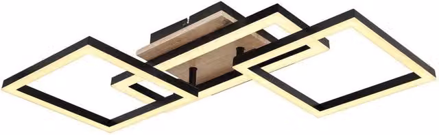 Netlighting Bossy Rectangular Semi Flush Ceiling Light in Matt Black with 3x LED Warm White 3000K