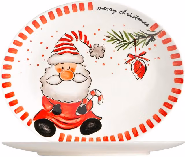 Nicola Spring Father Christmas Porcelain Serving Platter, White, W: 31 cm, D: 25.5 cm