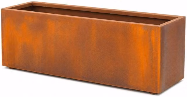 Corten Steel Trough Planter with Liner, Orange, W: 75 cm, D: 32 cm, H: 32 cm