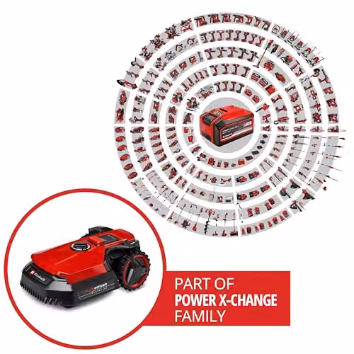Einhell 18V Robot Lawnmower with Long-Life Rechargeable Power X-Change Battery and App Control, Black and Red – 2