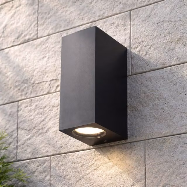CGC Lighting Eileen Black Rectangular Double Spotlight Outdoor Up and Down Wall Light – 1