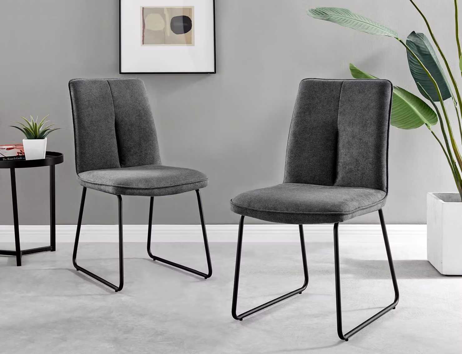 FurnitureboxUK Kylo Brown Wood Effect Dining Table and 6 Cream Halley Fabric Chairs in Dark Grey – 7
