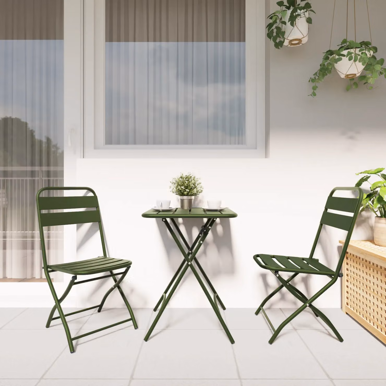 Berkfield Home Folding Garden Chairs, 2 Pack, Dark Green, W/D/H: 42 x 35 x 82 cm – 2