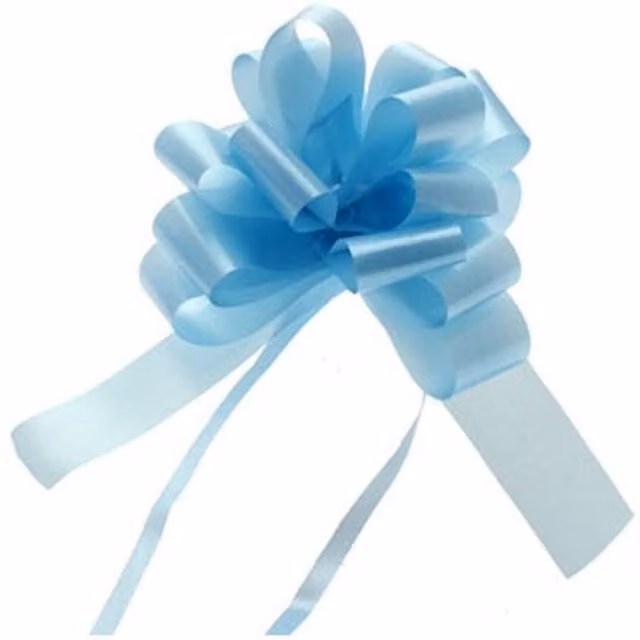 Kingsbury Gifts Pack of 30 Light Blue Pull Bow Ribbons, 31mm