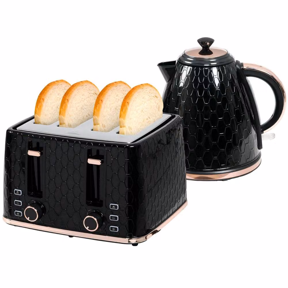 STILVORA Kettle and Toaster Set in Black with 1.7 l Kettle – 4