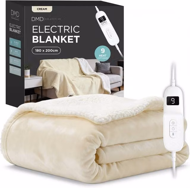 DMD Collective Electric Heated Fleece and Sherpa Blanket in Beige, W/D/H: 180 x 200 cm – 1
