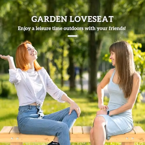 Outsunny 2 Seater Wooden Garden Bench in Brown, W/D/H: 110 x 38 x 35 cm – 3