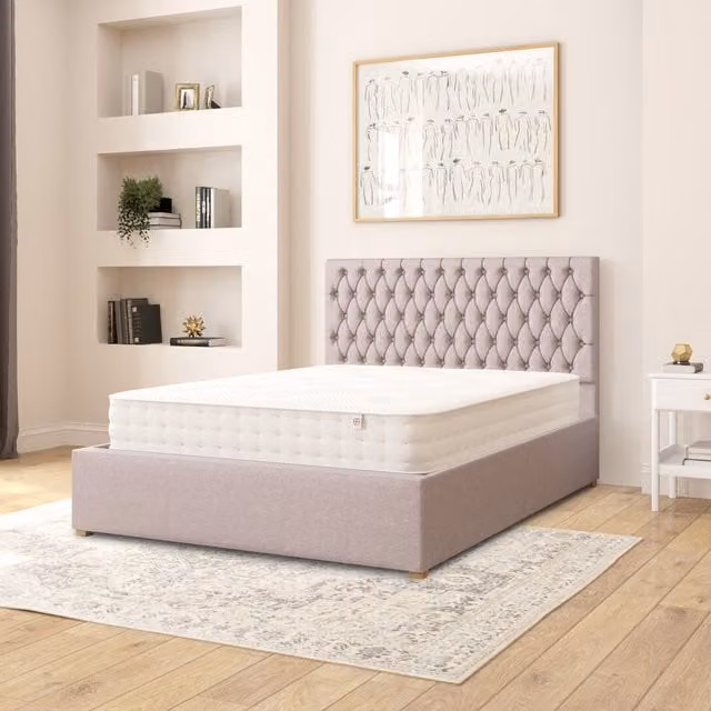 Aspire Monroe Upholstered Fabric Ottoman Storage Bed in Grey, Double (140 x 200 cm)
